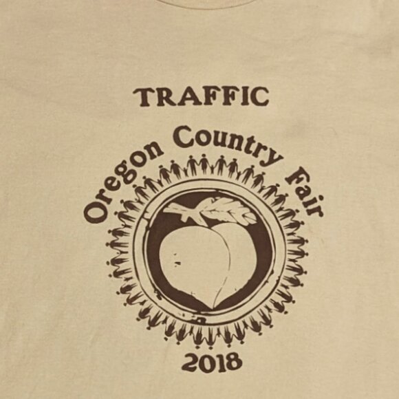 Oregon Country Fair Tee Shirt 2008 Traffic Organic Souvenir Collectable Distress - Picture 2 of 6